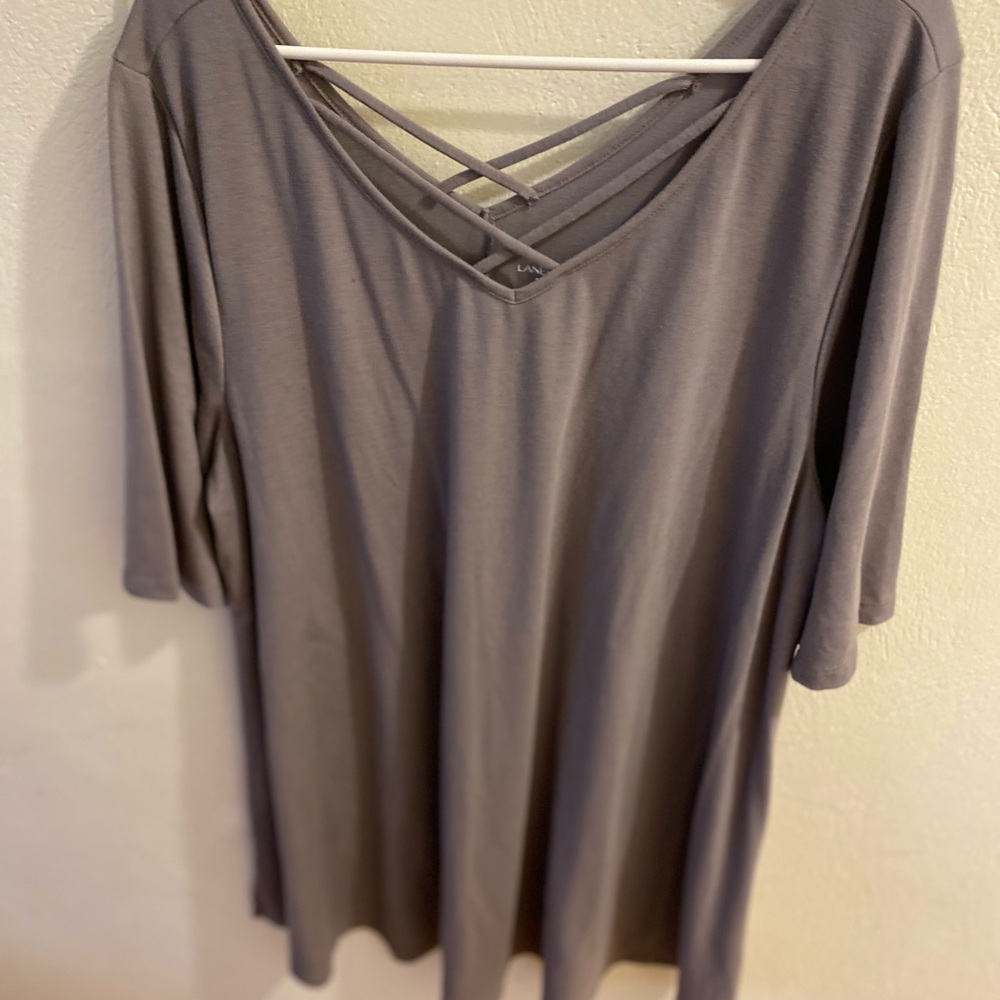 Lane Bryant gray strappy tee